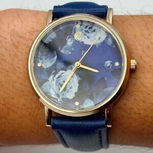 Gold & Blue Floral Charming Charlie Watch